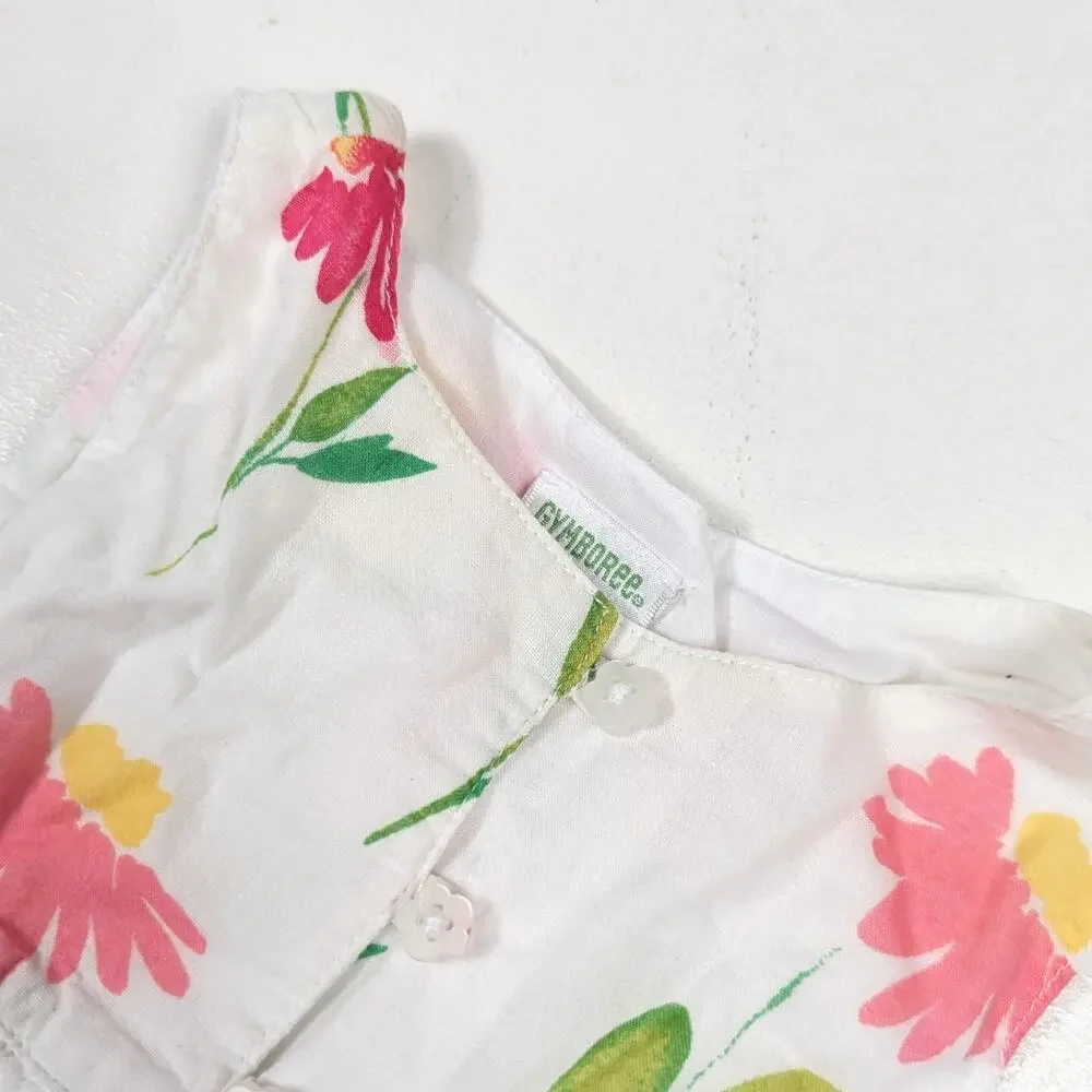 Vtg Gymboree Dress Baby Girls Sz 3-6m White Floral Sundress 2003 Y2K